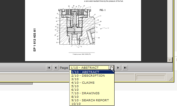 Inspector - document view - status bar - section navigation