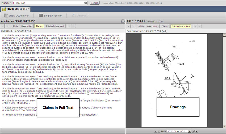 Direct access to the full text of the claims which can be read with drawings visible